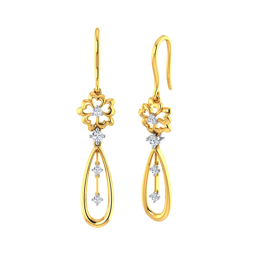 Buy Laila Cutout Gold Drop Earrings Online | CaratLane