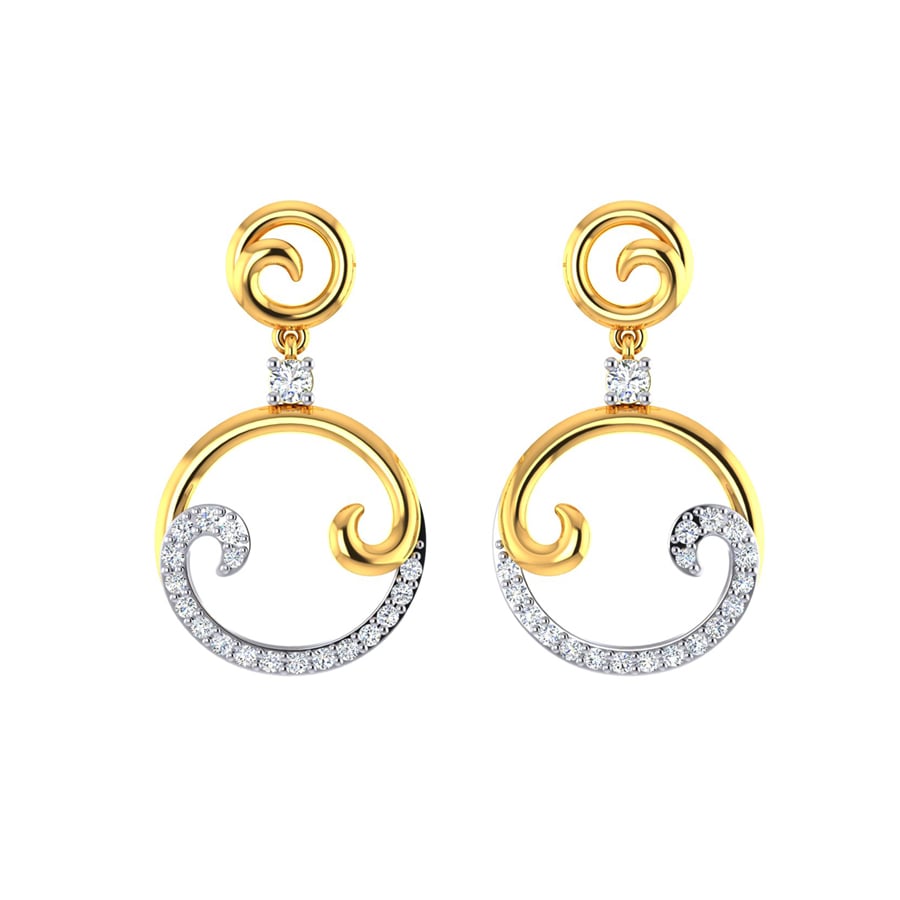 Small 14K Yellow Gold Diamond Huggie Earrings 1/2 inch Small Hoops Round  Diamonds 890590