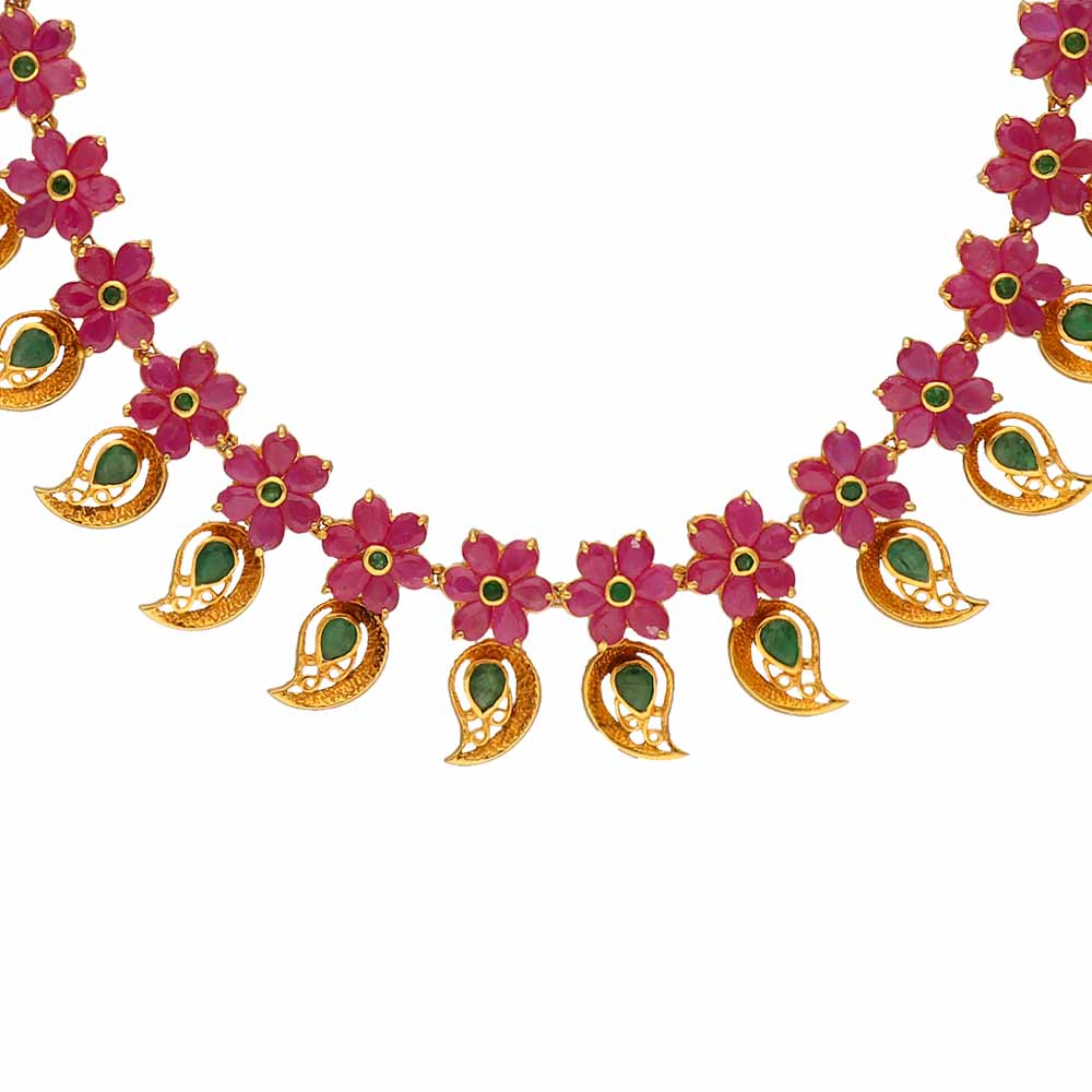 Vaibhav Jewellers 22K Gold Ruby Emerald Necklace 110VG3485_1