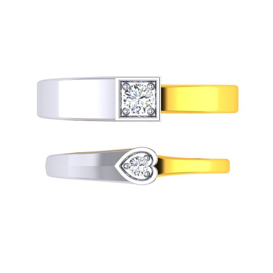 Tashkurst Golden Titanium Plated Cubic Zirconia Solitaire Couple Ring for  Men & Women (Gold)