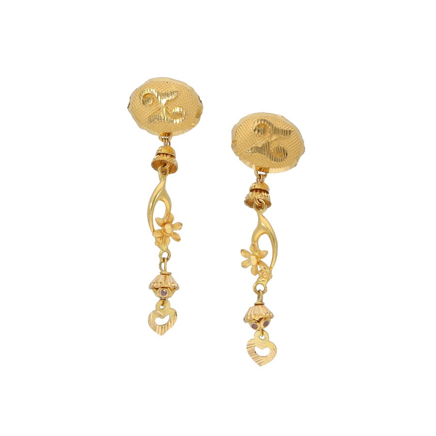22K Plain Gold Hanging Earrings