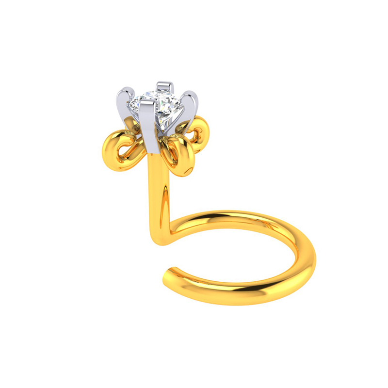 Casual Allure clip on nose stud or nose clip gold plated with american diamond  nose ring - SHREEVARAM - 3666406