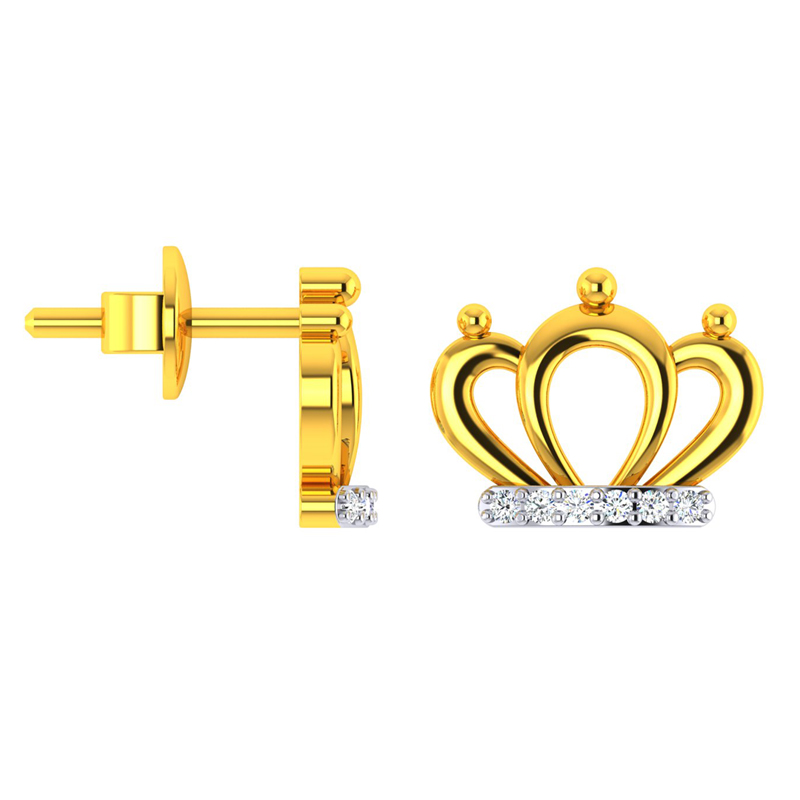 Gold Crown Earrings [] - MardiGrasOutlet.com