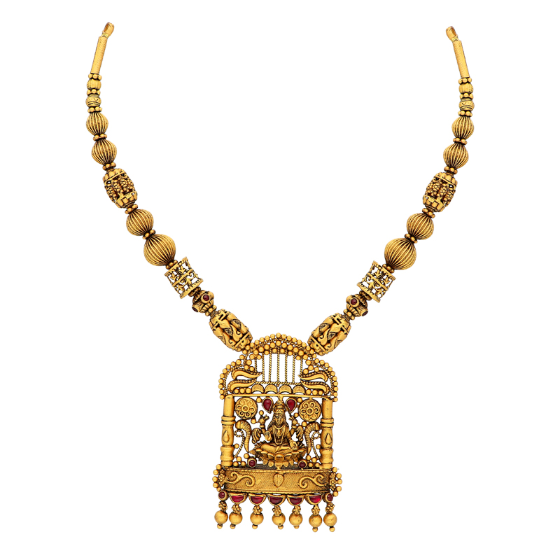 22 KT Antique Gold Nakkashi Temple Necklace 556VA98_2