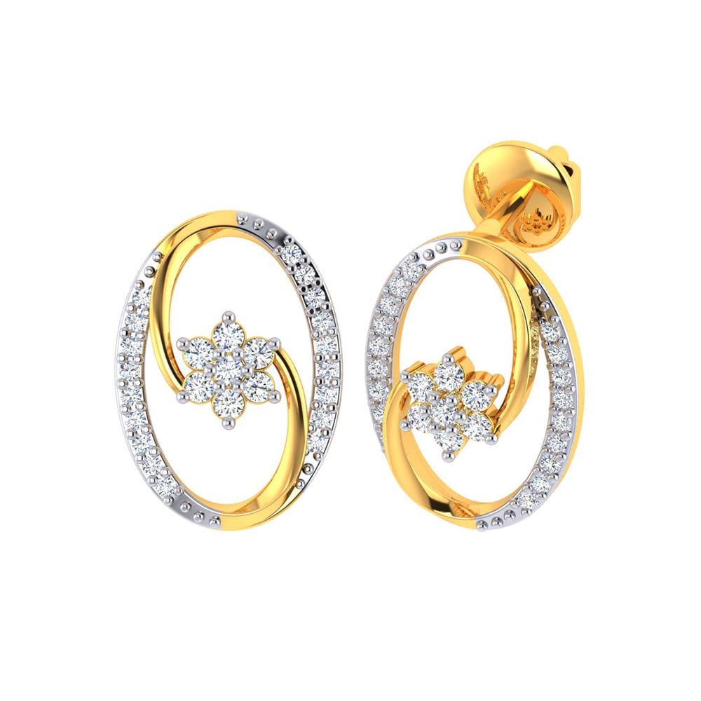 Buy Diamond Earring / 14k Gold Earring / Diamond Cluster Earring / Rose  Gold Flower Design Diamond Earrings / Anniversary Gift Idea / Studs Online  in India - Etsy