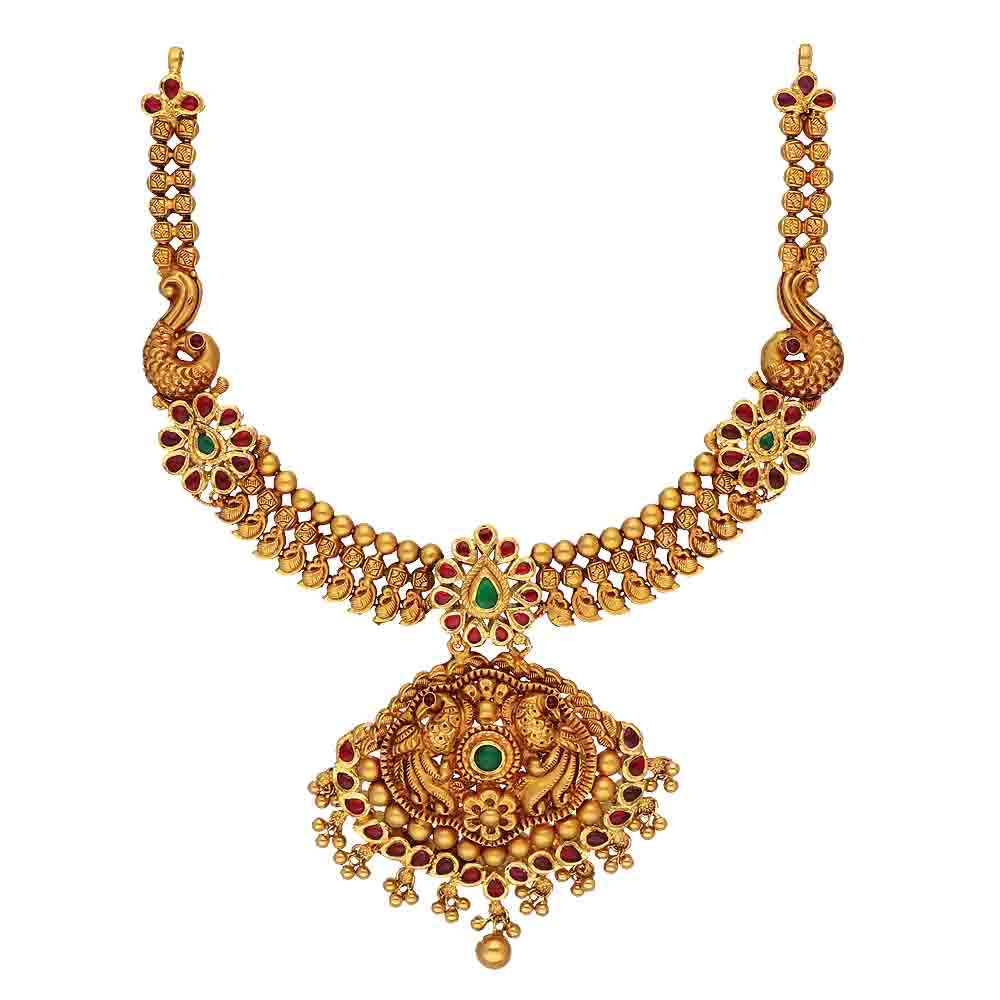 Buy antique gold necklace 123vg5559 Online from VaibHav Jewellers