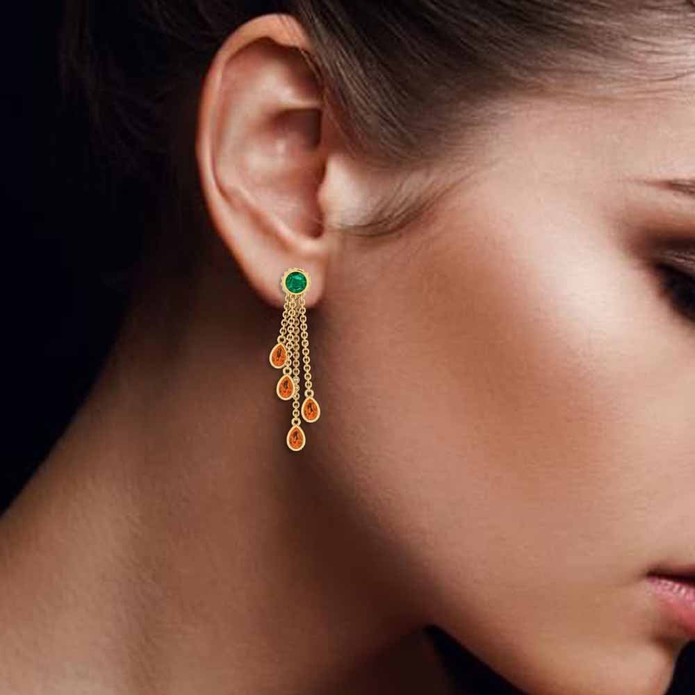 Traditional Design Gold Earring | Exquisite Stone Design Earring | New Fancy  Design Earring