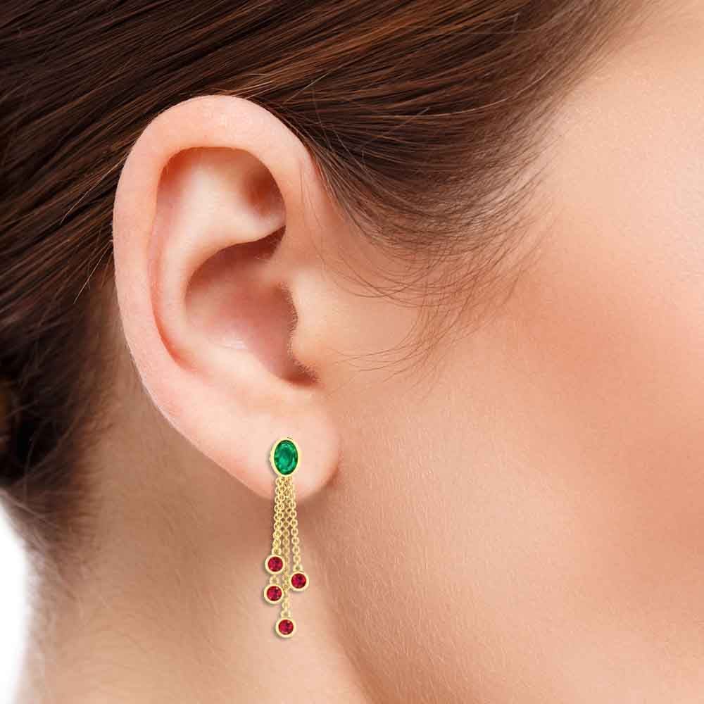 Shahi Jewelry California - Drop Style 18k Yellow Gold Fancy Solid Gold  Earrings