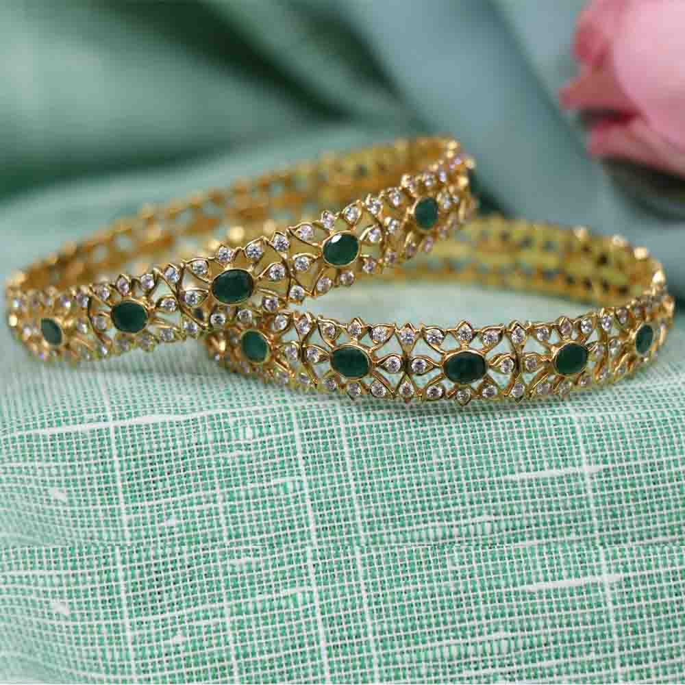 Buy Vaibhav Jewellers 22K Precious Emerald CZ Gold Bangles 112MP1028 ...
