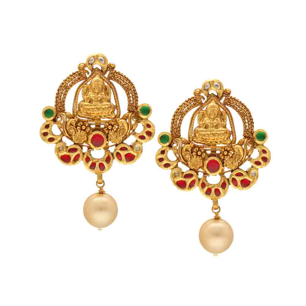 Vaibhav Jewellers 22K Antique Gold Lakshmi Hangings 135VG4106_1