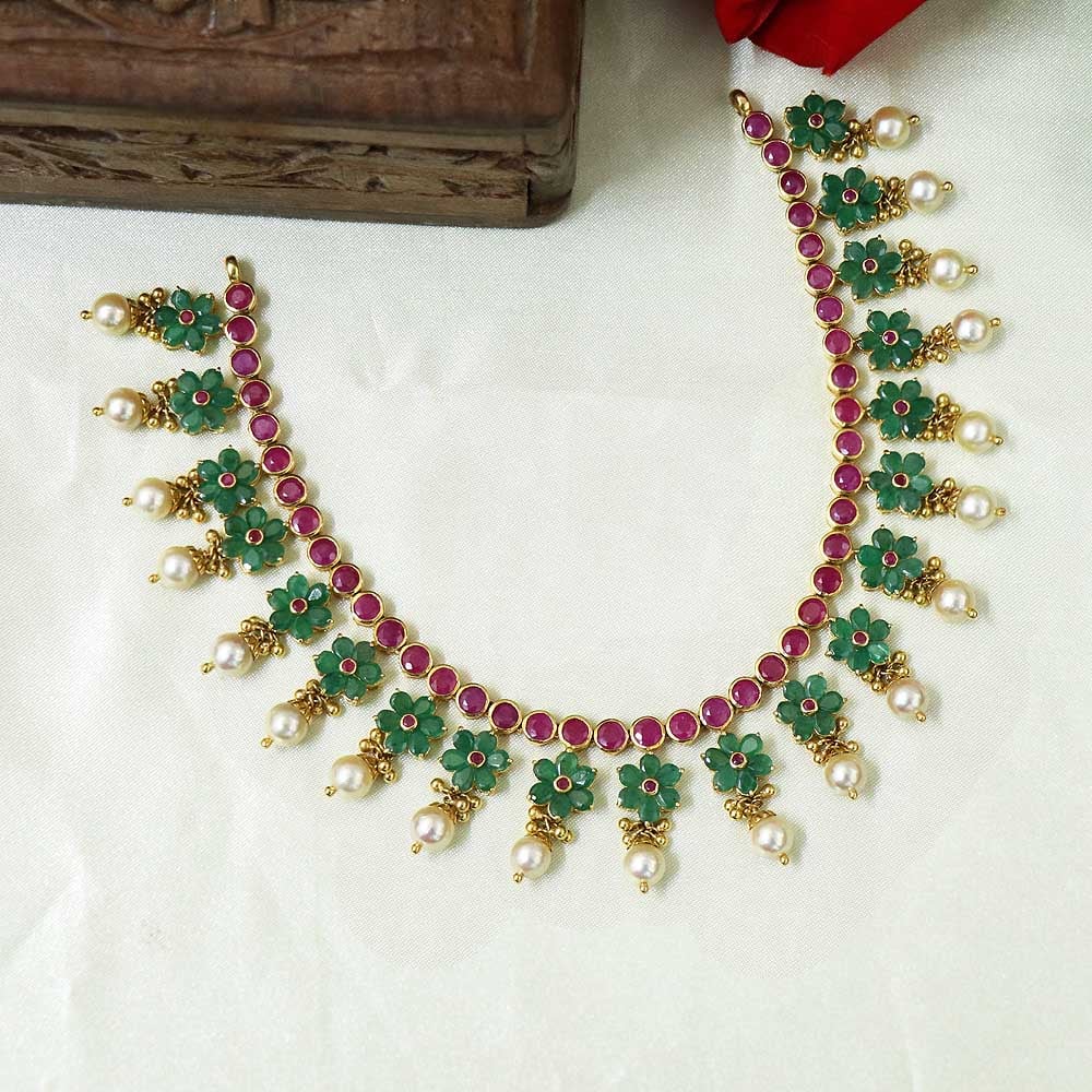 Emerald Cubic Necklace – Khanak by Ankita
