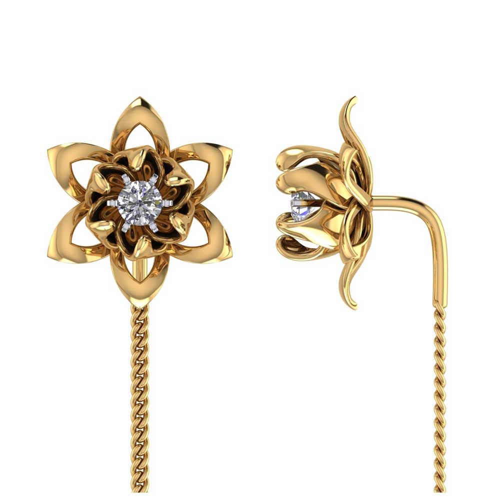 Vaibhav Jewellers 14K Gold Floral Suidhaga Earrings 485DA417_4