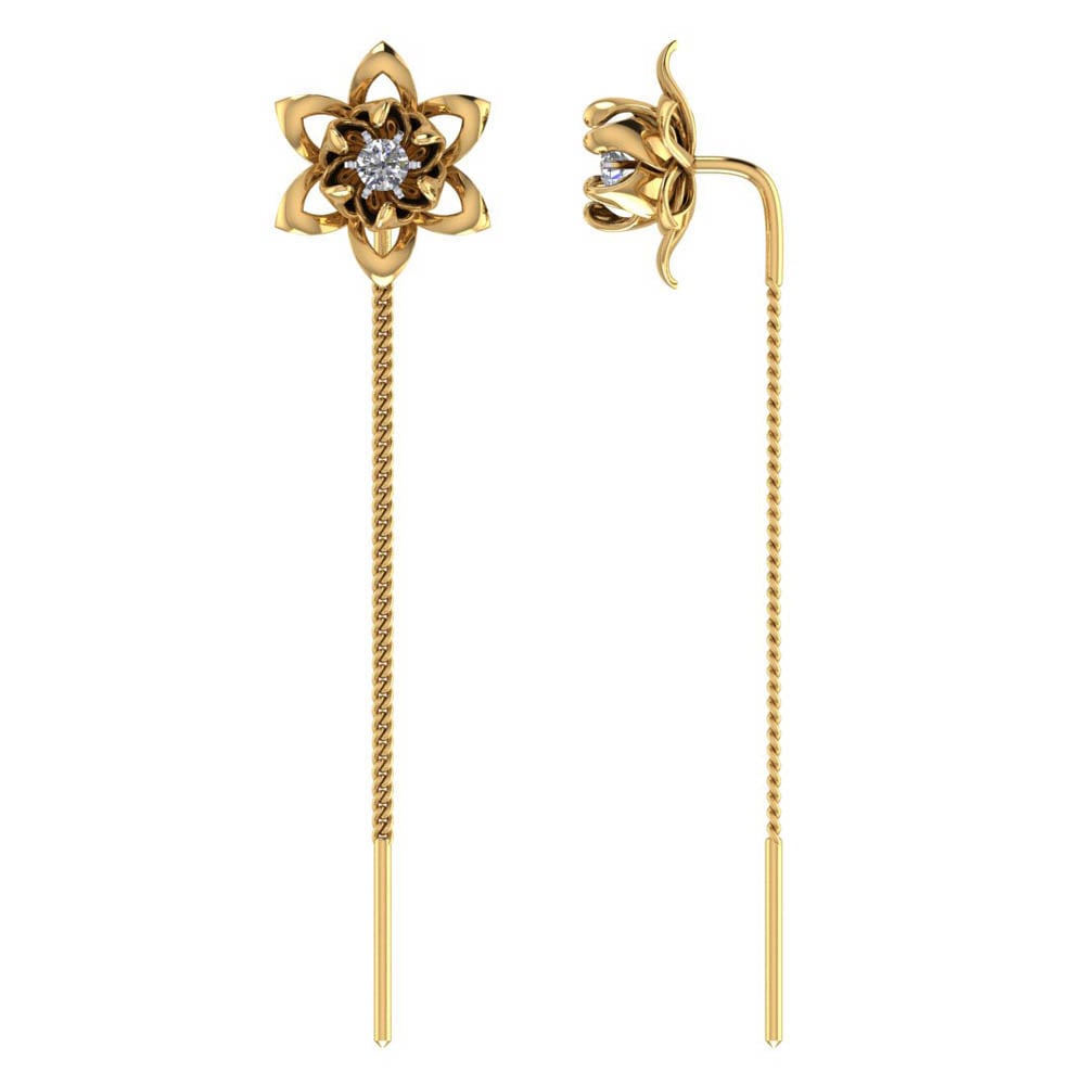 Vaibhav Jewellers 14K Gold Floral Suidhaga Earrings 485DA417_3