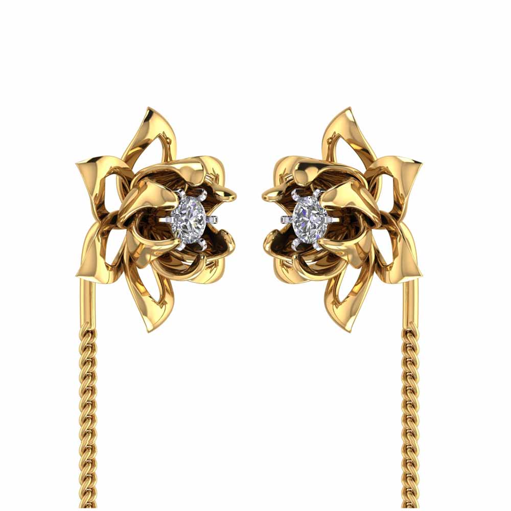 Vaibhav Jewellers 14K Gold Floral Suidhaga Earrings 485DA417_5