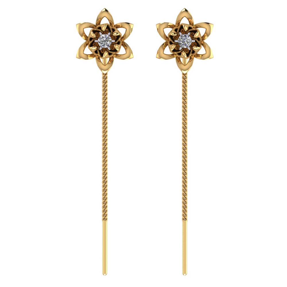 Vaibhav Jewellers 14K Gold Floral Suidhaga Earrings 485DA417_7