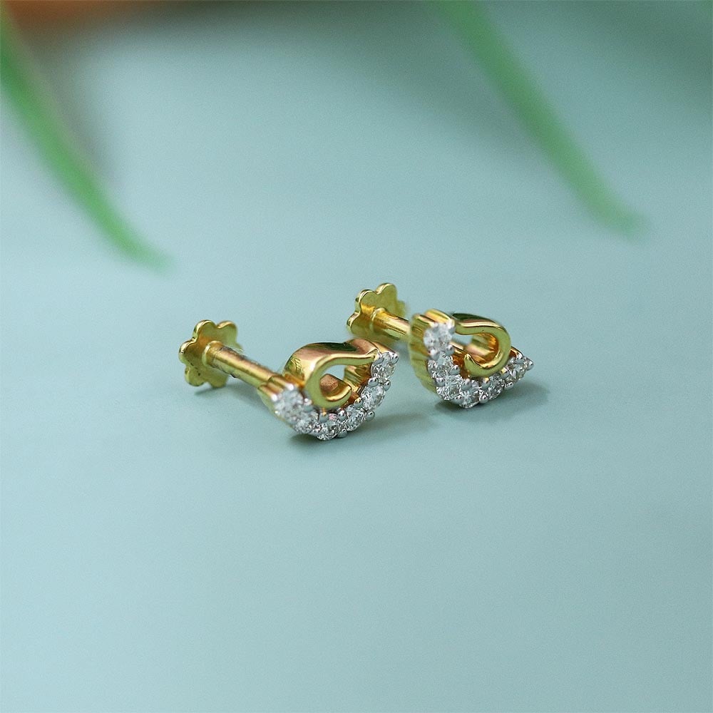 14K Gold Kids Hamsa Diamond Stud Earrings – Baby Gold