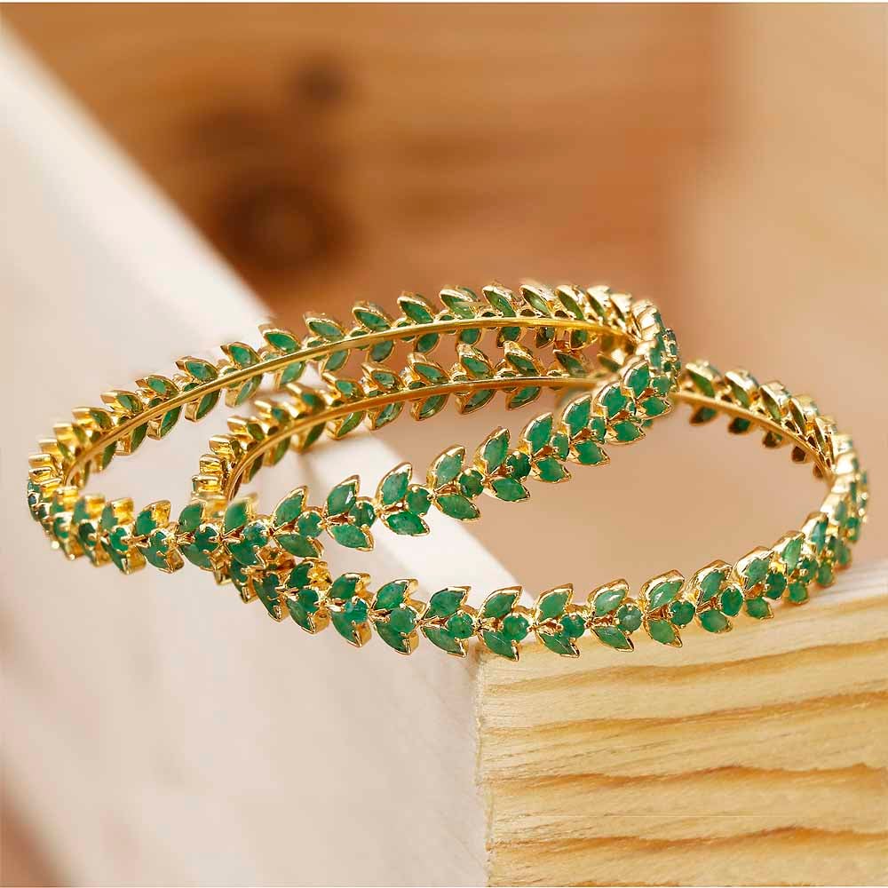 Ruby & Emerald Studded Yellow Gold Plated Bracelet FB-1032 – Online  Gemstone & Jewelry Store By Gehna Jaipur