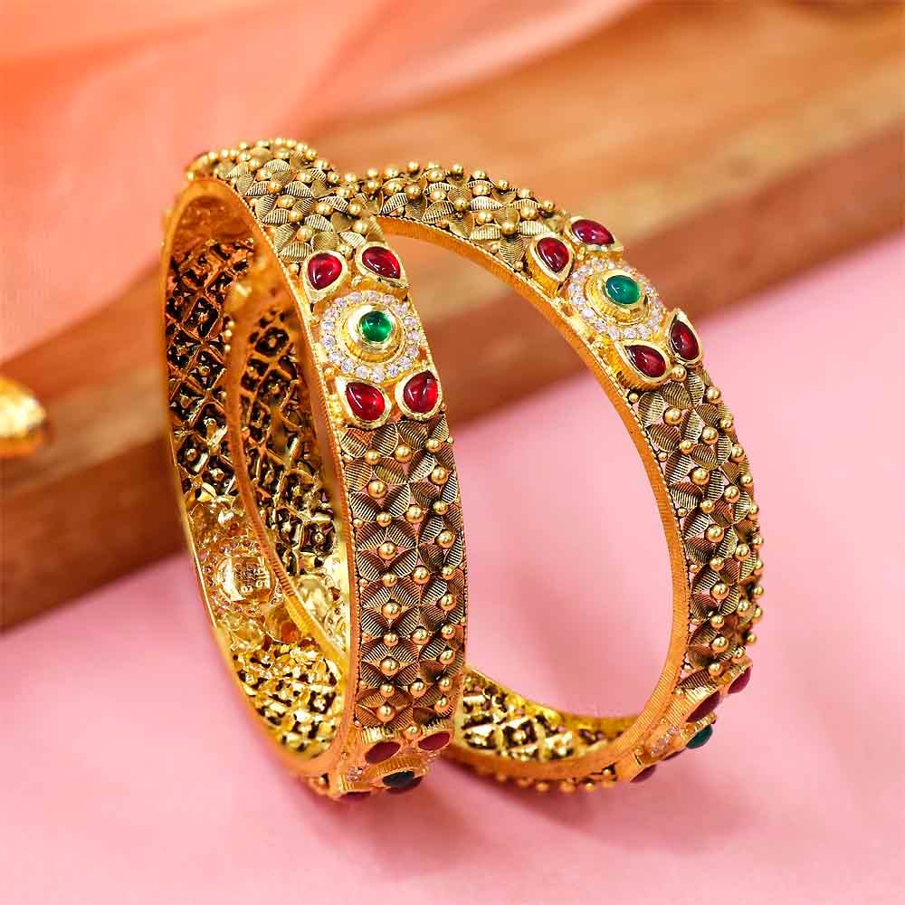 Vaibhav Jewellers 22K Antique Gold Bangles 125VG1088_1