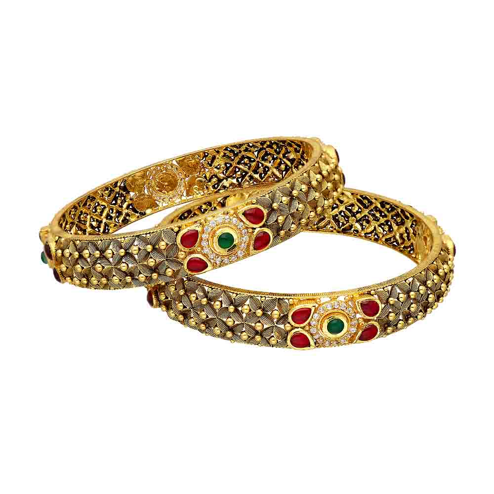 Vaibhav Jewellers 22K Antique Gold Bangles 125VG1088_2