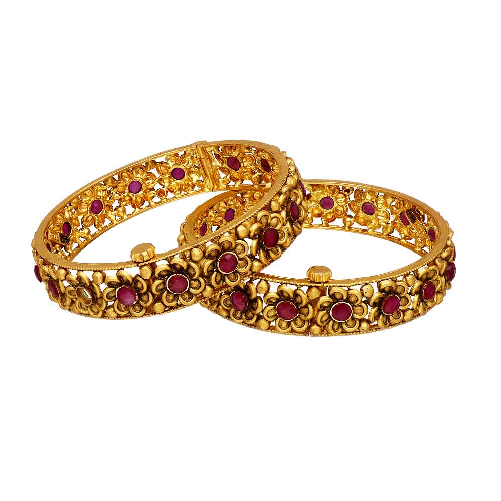 Vaibhav Jewellers 22K Antique Gold Bangles 125VG1209_1