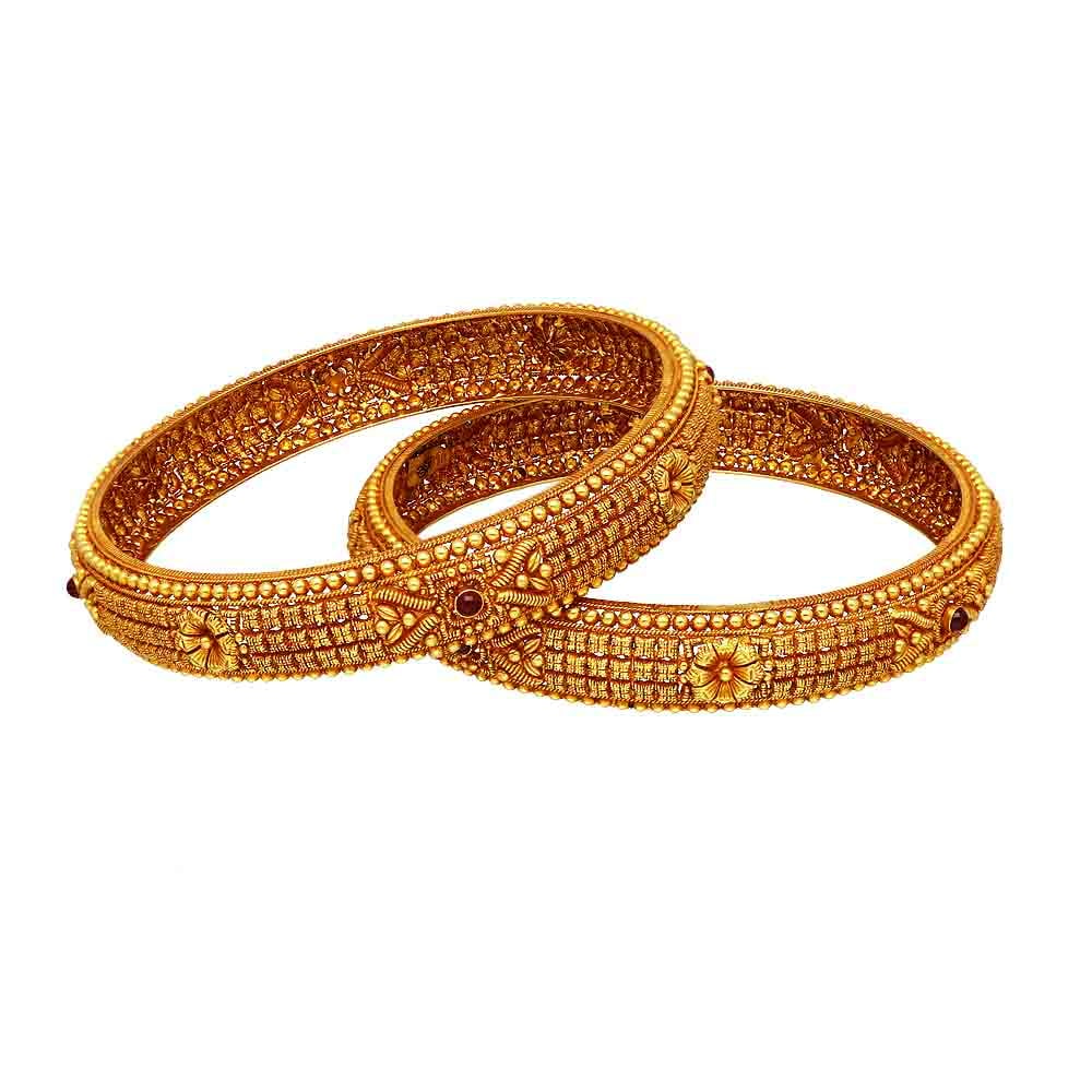 Vaibhav Jewellers 22K Antique Gold Gheru Bangles 125VG1256_1