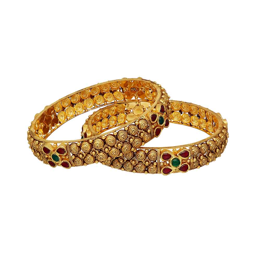 Vaibhav Jewellers 22K Antique Gold Bangles 125VG1301_1