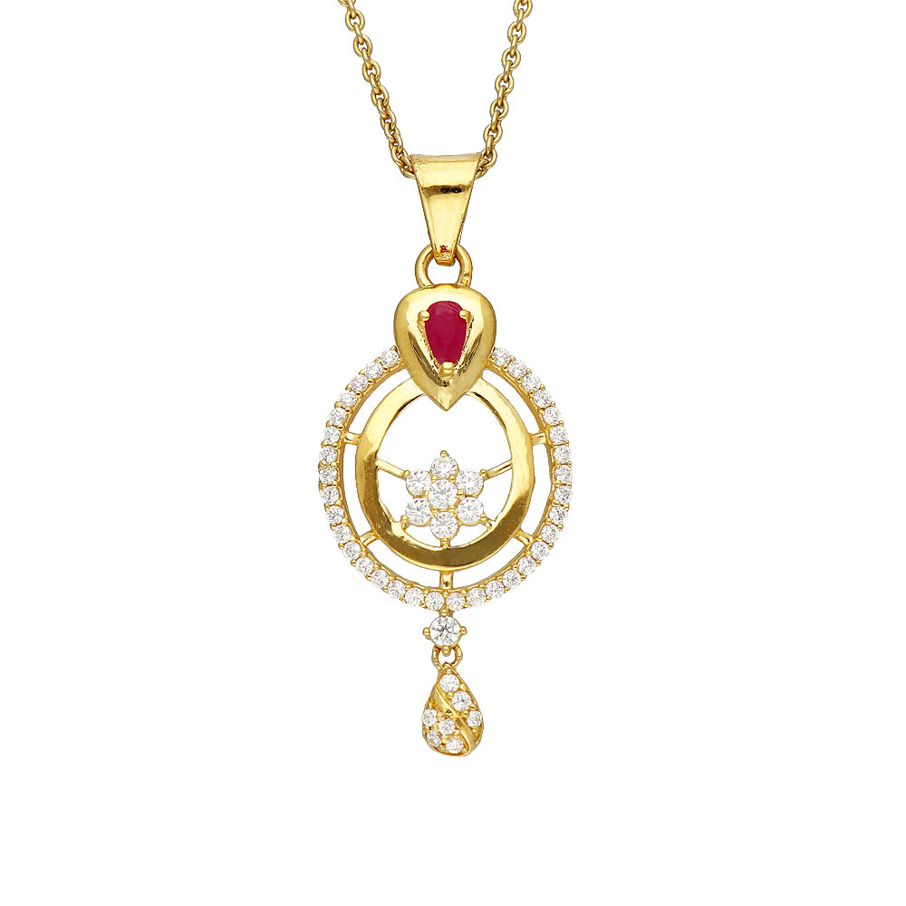 Gold pendant with synthetic sapphire and zircons - Ref No Z-766.03 / Apart