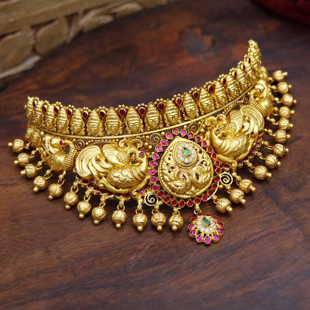 Vaibhav Jewellers 22K Antique Gheru Gold Choker 123VG6418