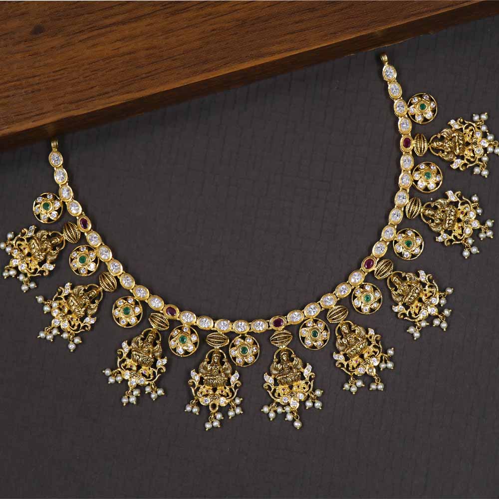 Buy Vaibhav Jewellers Pachi Emerald Lakshmi Necklace 451VG1298 Online ...