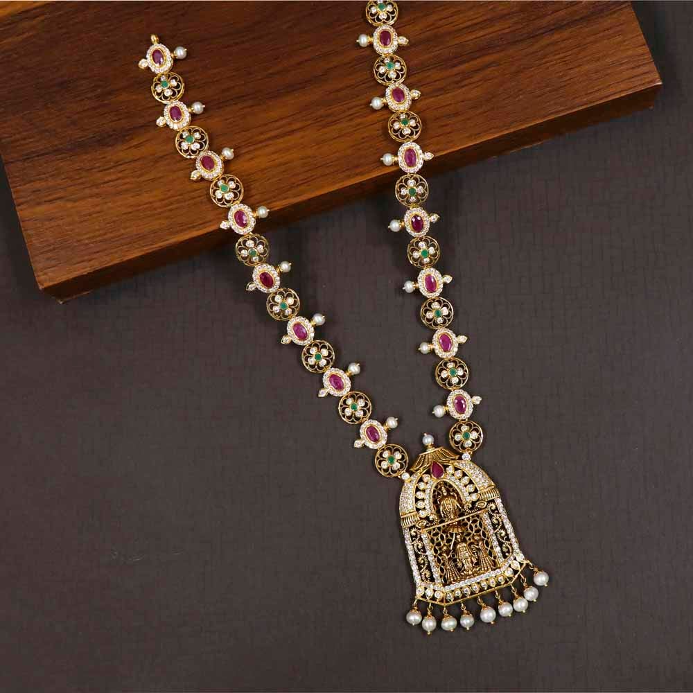 Vaibhav Jewellers 22K Ruby Emerald CZ Haram 111VG3476