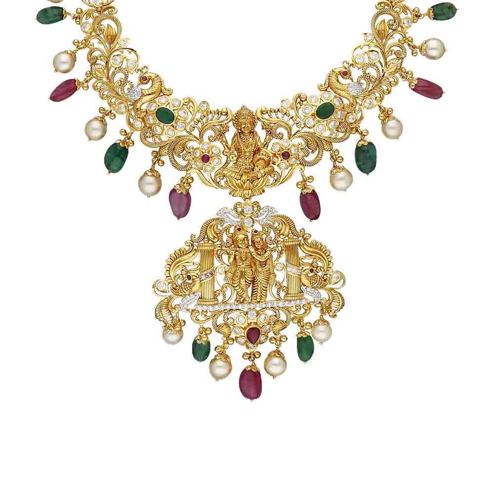 Vaibhav Jewellers 22K Precious Gold CZ Haram 111VG3602