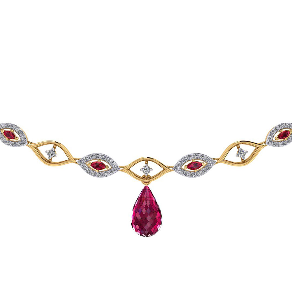 Gold diamond necklace 0.020 ct | JewelryAndGems.eu