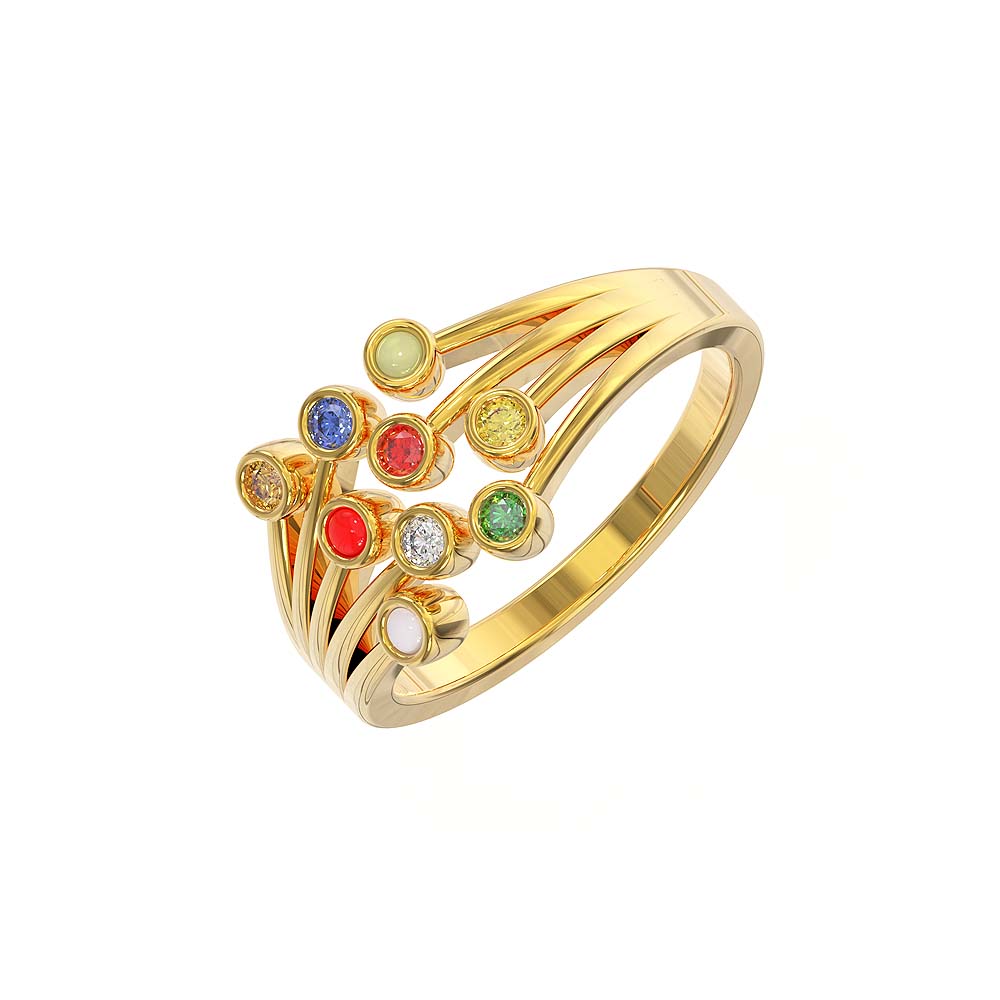 Heritage Precious Navratna 22 KT Gold Finger Ring — KO Jewellery